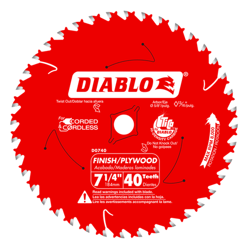 Diablo D0740A 7-1/4" x 40-Teeth Finish Saw Blade for Wood