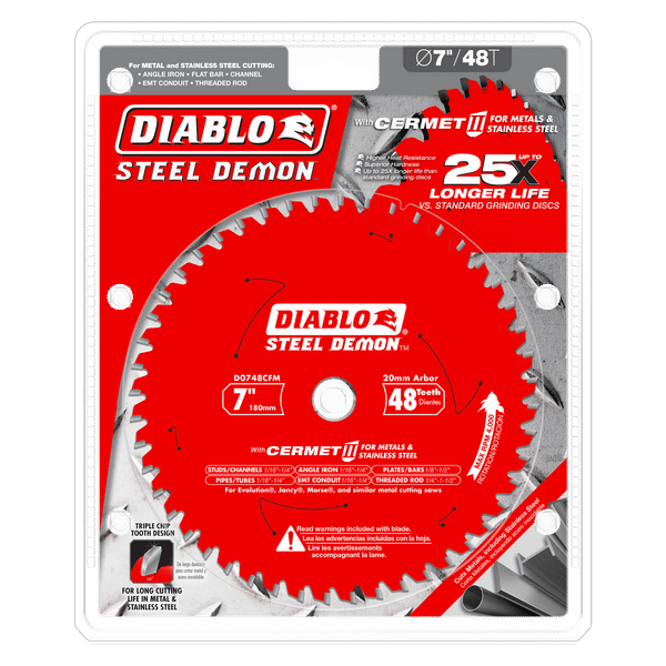 Diablo D0748CFM 7" x 48-Teeth Steel Demon Cermet II Saw Blade for Medium Metal