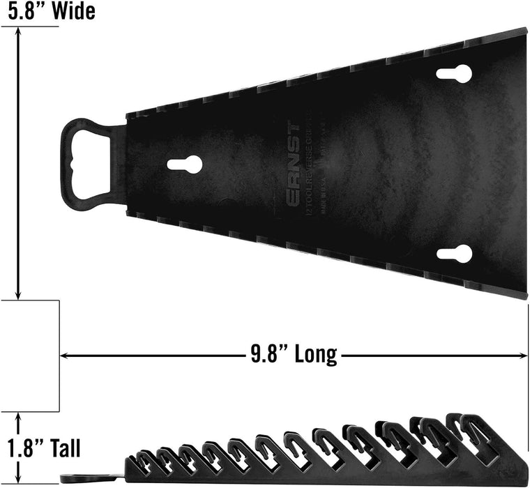 Ernst Manufacturing Gripper Reverse Wrench Organizer, 12 Tool, Black