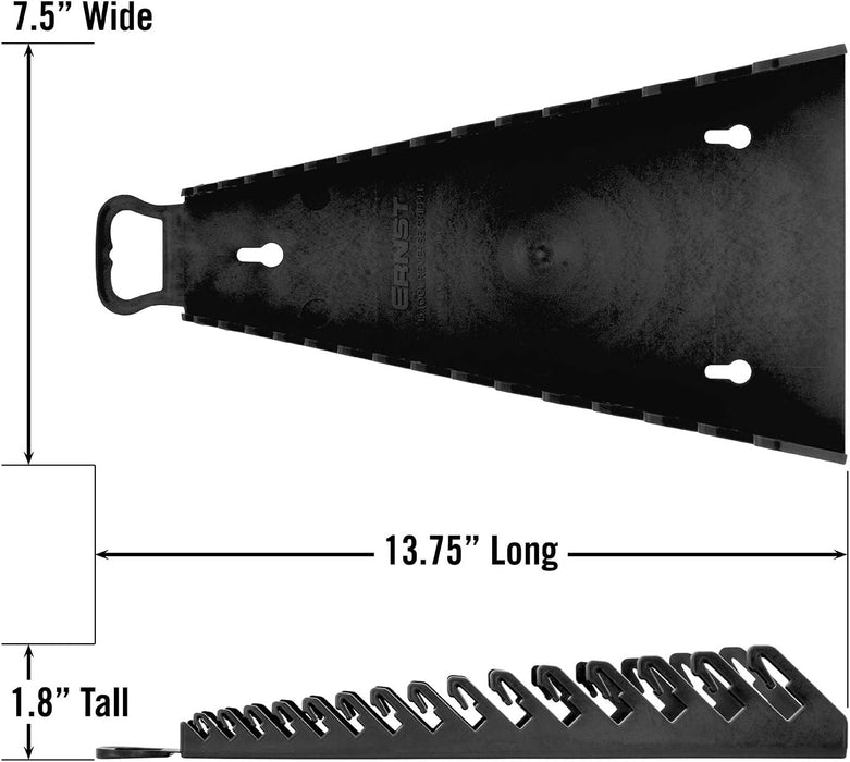 Ernst Manufacturing 5189 15-Wrench Reverse Gripper Portable Wrench Organization - Durable Flexible Grip, Fits 1/4" to 1 1/8" & 6-20 mm, Black