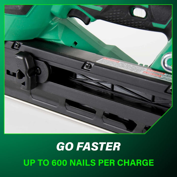 Metabo HPT Cordless 18V MultiVolt Framing Nailer Kit Accepts 2-Inch to 3-1/2-Inch Clipped & Offset Round Paper Nails 1-18V 4.0Ah Li-Ion Battery w/Fuel Gauge Lifetime Tool Warranty NR1890DCST