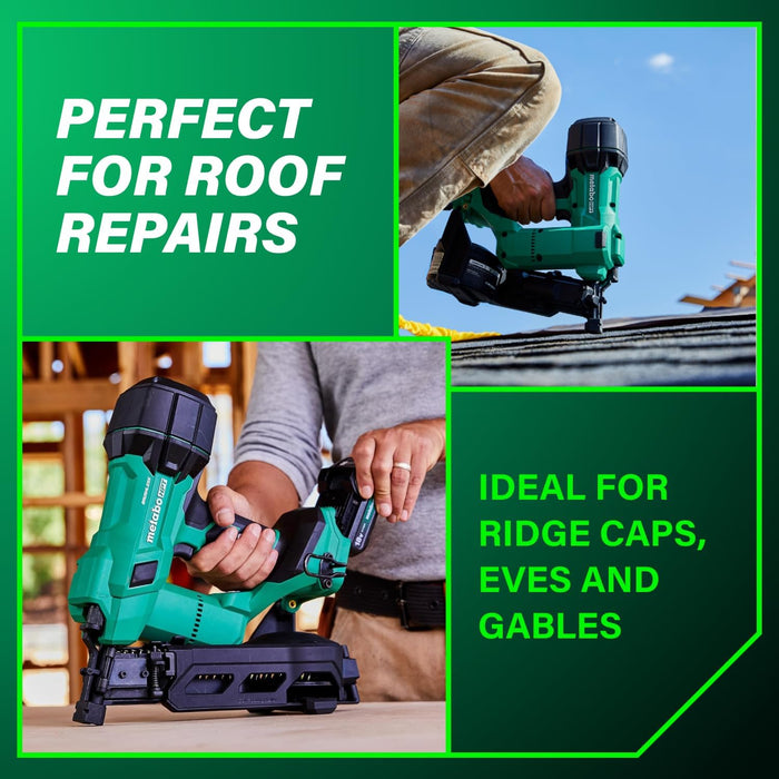 Metabo HPT 18V MultiVolt Cordless Coil Roofing Nailer Kit, 500 Nails Per Charge, Up to 1-3/4-Inch Roofing Nails, Includes Vinyl Siding Adapter, NV1845DA
