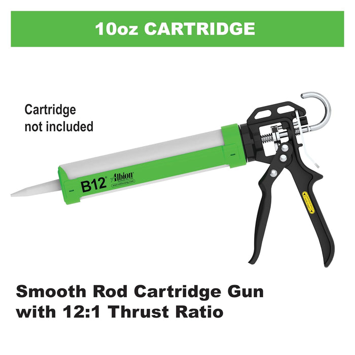 Albion Engineering Company (B12) B-Line Manual Cartridge Caulking Gun, 1/10 Gallon (10 oz), 12:1 Drive