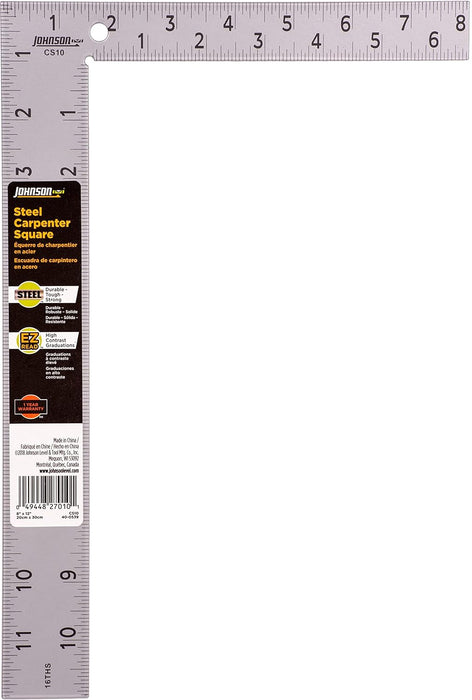 Johnson CS10 8" x 12" Steel Carpenter Square