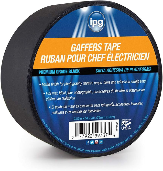 IPG (99737) Gaffers Tape, 2.83" x 54.7 yd, Matte Black (Single Roll)