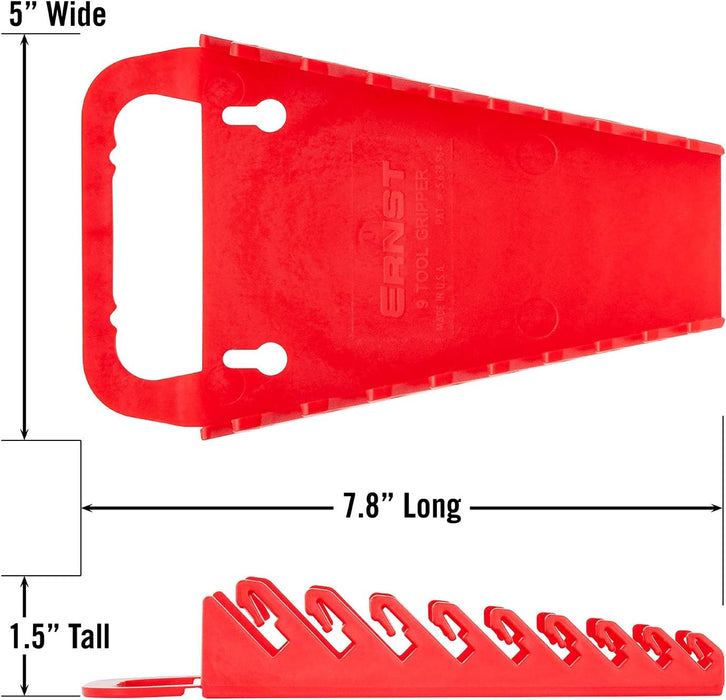 Ernst Manufacturing Gripper Wrench Organizer, 9 Tool, Red