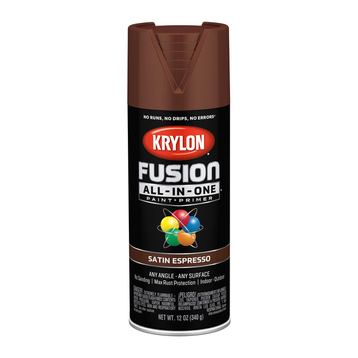 Krylon Fusion All-In-One Adhesive Spray Paint for Indoor/Outdoor Use, Satin Espresso, 12 Ounce (Pack of 1)