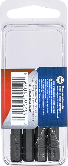 Mayhew Tools 18278-5 Metric Hex Insert Bit, 6mm x 1", 1/4" Shank (Pack of 5)