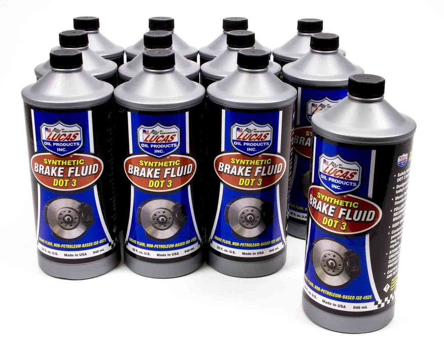 Lucas Oil 10826-12 DOT 3 Brake Fluid, 1 Quart (Pack of 12)