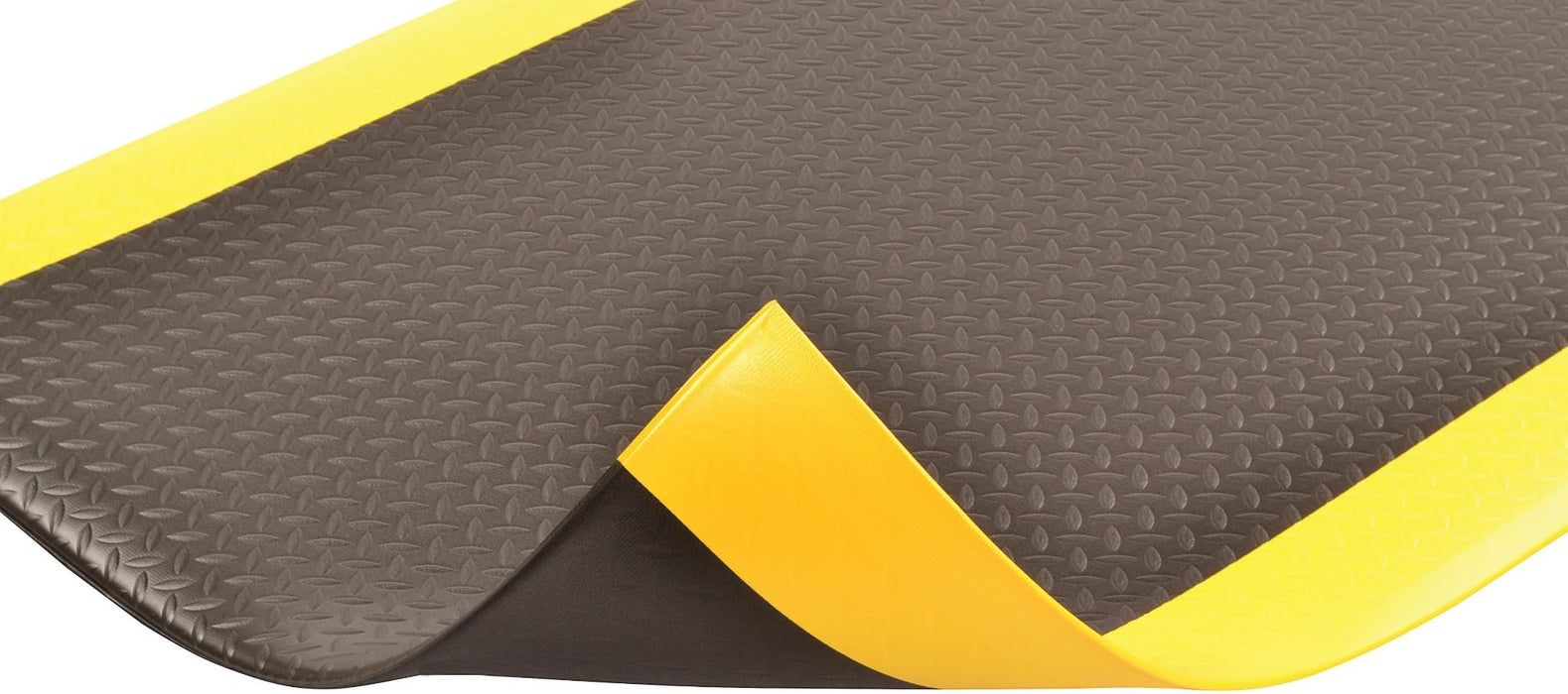 Notrax 419 Diamond Sof-Tred with Dyna-Shield 2' x 60' x 1/2" Anti Fatigue Mat, Slip Resistant Diamond Textured Surface, Ideal for Industrial and Commercial Workplaces, Black/Yellow, 419R0024BY