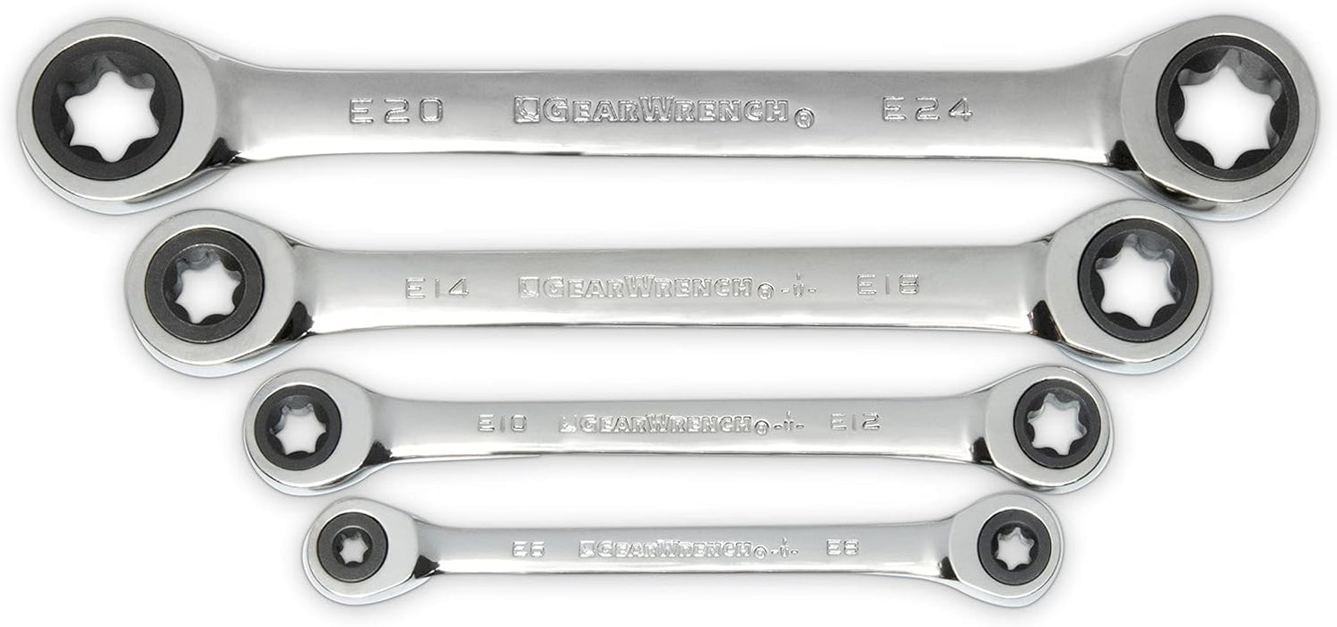 GEARWRENCH 4 Piece Double Box Ratcheting E-Torx Wrench Set - 9224D