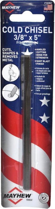 Mayhew Tools 10302 Carded Cold Chisel, 3/8" x 5", Shot Blast Finish