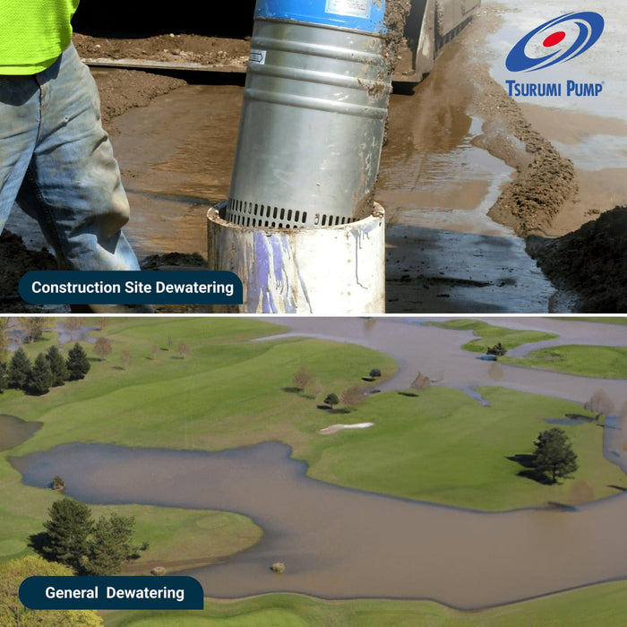 Tsurumi Pump LB-800 Submersible Dewatering Pump 1 HP 115V 2" Discharge for Construction and General Dewatering, 80 GPM / 4800 GPH