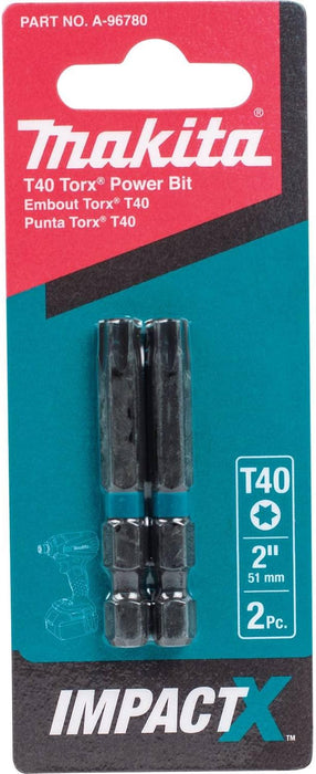 Makita A-96780 ImpactX T40 Torx 2″ Power Bit (Pack of 2)