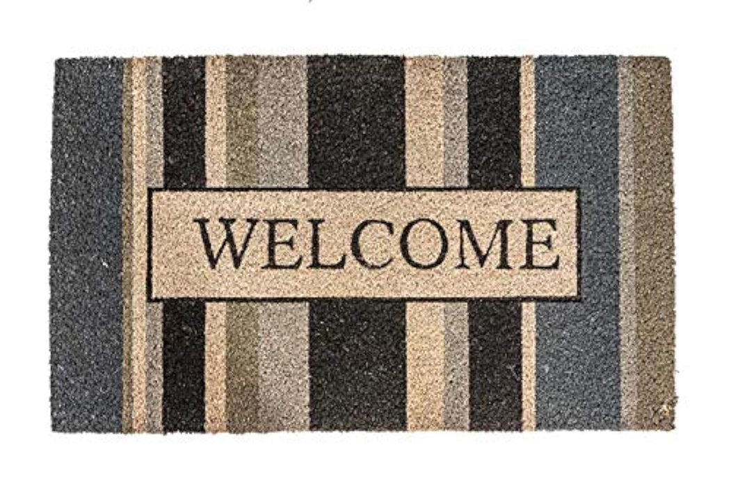 NoTrax, Welcome Gray, Vinyl-Backed Natural Coir Doormat, Entry Mat for Indoor or Outdoor Use, 18"x30", C12 (C12S1830WG)