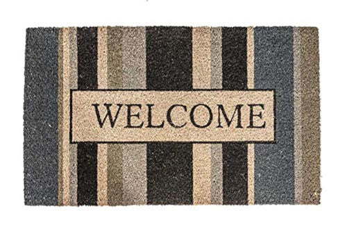 NoTrax, Welcome Gray, Vinyl-Backed Natural Coir Doormat, Entry Mat for Indoor or Outdoor Use, 18"x30", C12 (C12S1830WG)