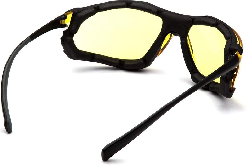 Pyramex SB9330ST Proximity Safety Glasses, Black Foam Lined Frame, Amber H2X Anti-Fog Lens