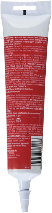 DAP 18001Kwik Seal Kitchen and Bath Adhesive Caulk, White, 5.5 Ounce (Pack of 12)