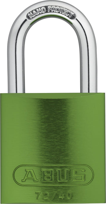 ABUS 72/40 KD Aluminum Safety Padlock Keyed Different Padlock with 1" Shackle, Green