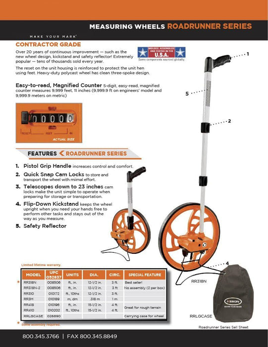 Keson RR410 Contractor Grade Measuring Wheel (Graduations: 10ths), 15-1/2-Inch Diameter