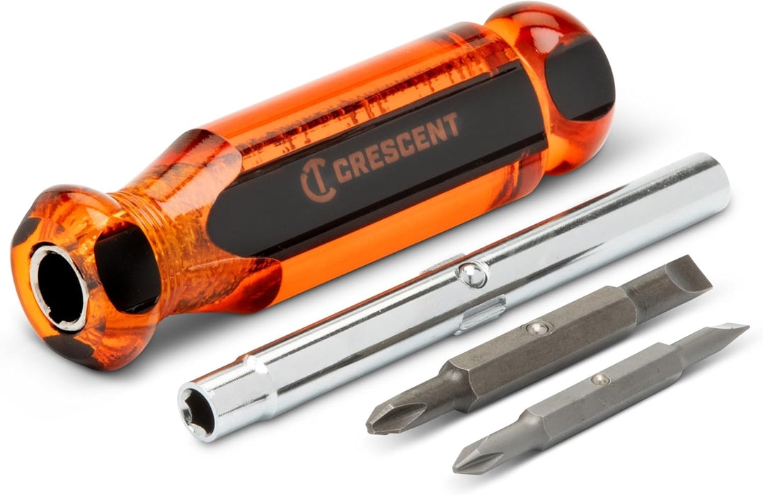Crescent CS61N 6-in-1 Interchangeable Bit Screwdriver, Red Handle