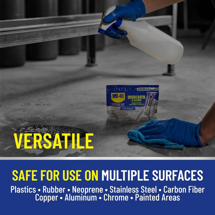 WD-40 300882 Specialist Degreaser and Cleaner EZ-PODS, Customizable Industrial-Strength Concentrate, Multi-Surface Cleaning Solution, Cleans and Degreases BBQ, Patio Cleaner, Unscented, 0.28 oz (Pack of 5 Pods)