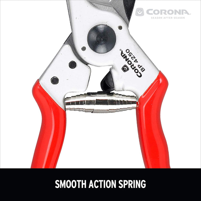 Corona BP4250 Forged Steel Aluminum Handles Bypass Hand Pruner - 1 inch Cut Capacity Stem and Branch Garden Shears, Red