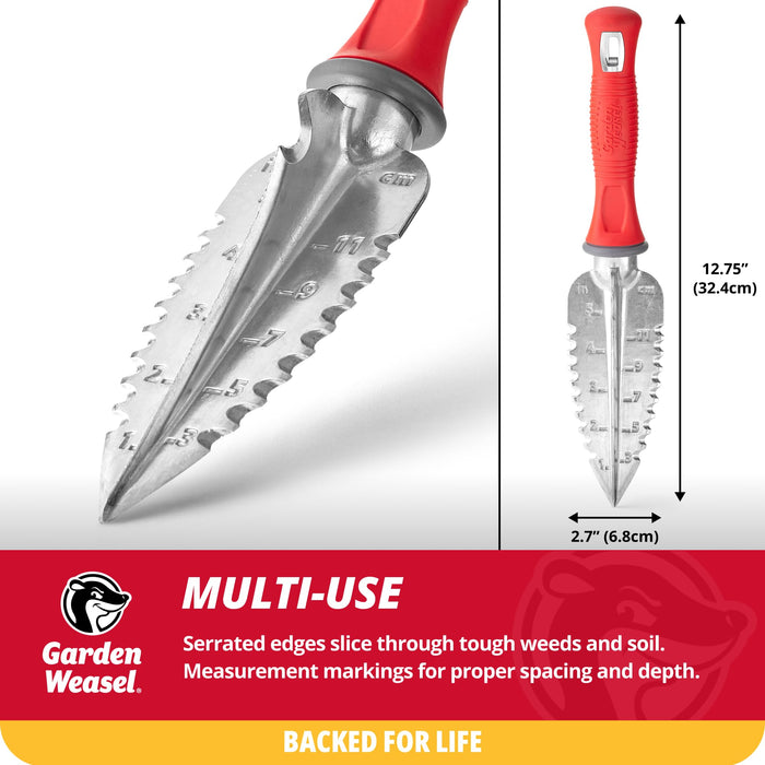 Garden Weasel Multi-Use Transplanter | Dig, Cultivate, Plant, Weed | Planting and Gardening Hand Digging Tool, Heavy Duty Trowel, Mini Gardening Shovel