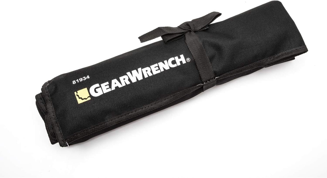 GEARWRENCH Long Pattern Combination SAE Wrench Set with Tool Roll, 11 Pc., 12 Point - 81934 11 Pc With Tool Roll SAE