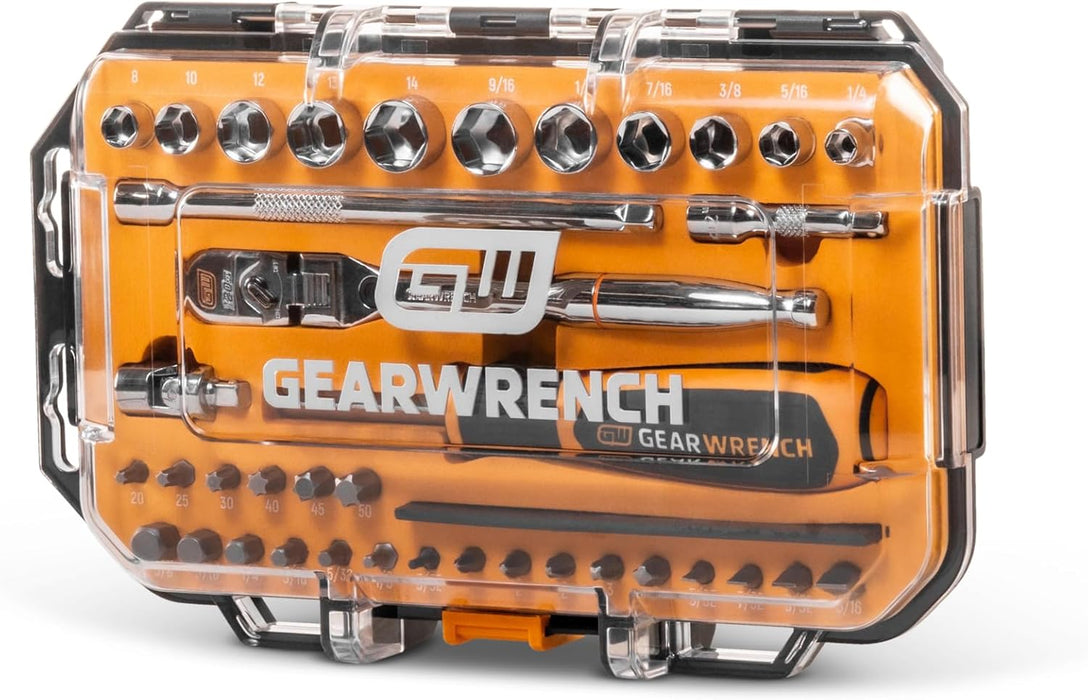 GEARWRENCH (GWMBS39XPS) 39 Piece 1/4" Drive MicroDriver Set with 120XP Locking Flex Head Ratchet and Stubby Sockets