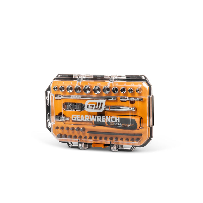 GEARWRENCH (GWMBS39XPS) 39 Piece 1/4" Drive MicroDriver Set with 120XP Locking Flex Head Ratchet and Stubby Sockets