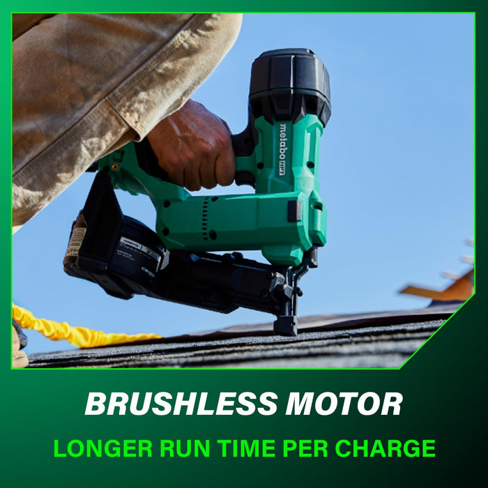 Metabo HPT 18V MultiVolt Cordless Coil Roofing Nailer Kit, 500 Nails Per Charge, Up to 1-3/4-Inch Roofing Nails, Includes Vinyl Siding Adapter, NV1845DA