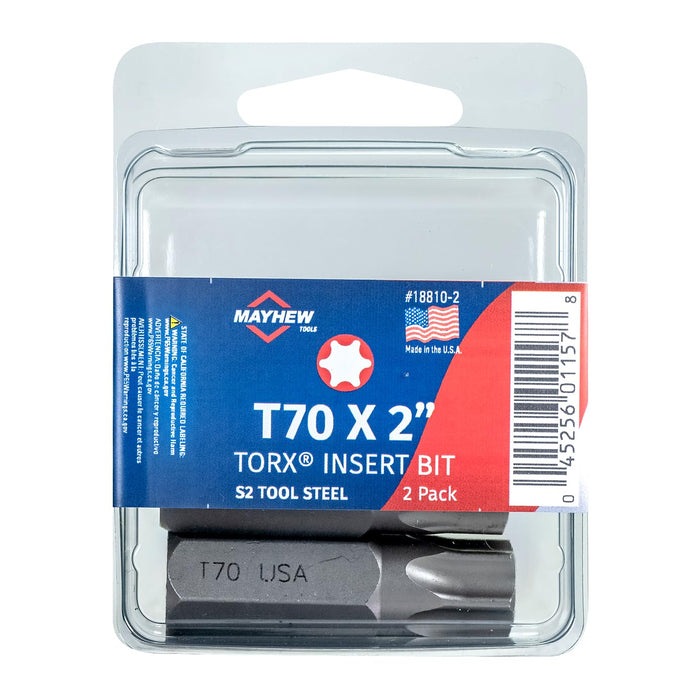 Mayhew Tools 18810-2 Torx Insert Bit, T70 x 2", 2-Pack