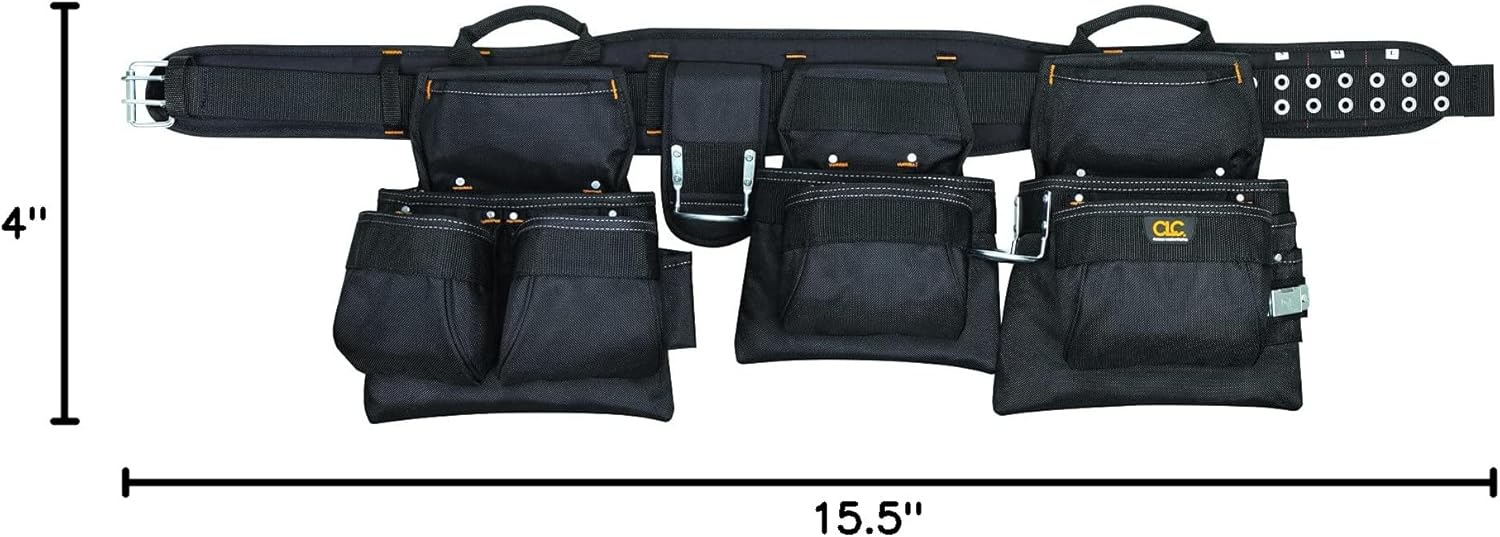 CLC Custom Leathercraft 5605 Professional Carpenters Combo Tool Belt, Black, 18 Pocket