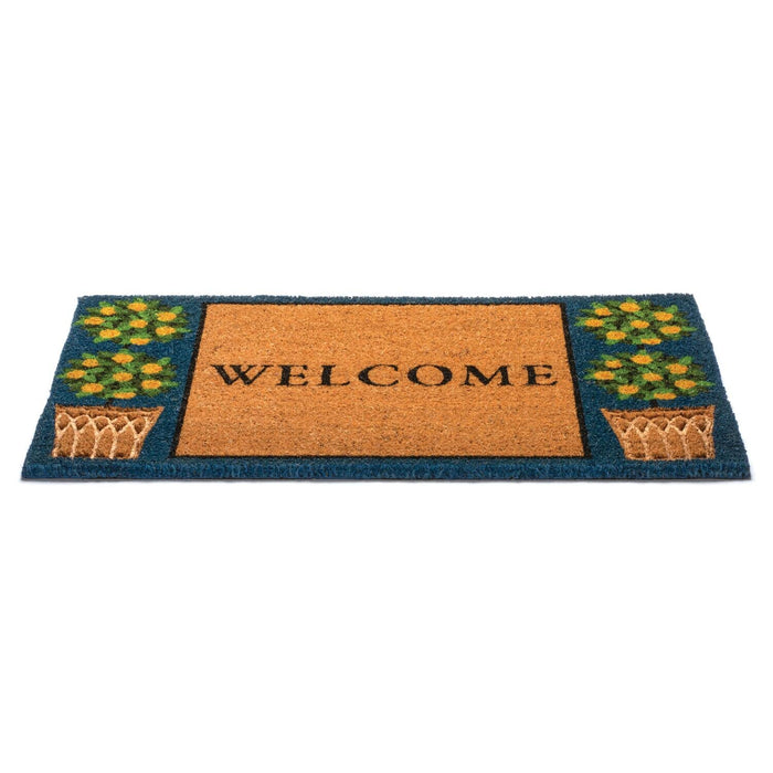 Notrax Welcome Topiary, Vinyl-Backed Natural Coir Doormat, Entry Mat for Indoor or Outdoor Use, 18"x30", C12 (C12S1830TW)