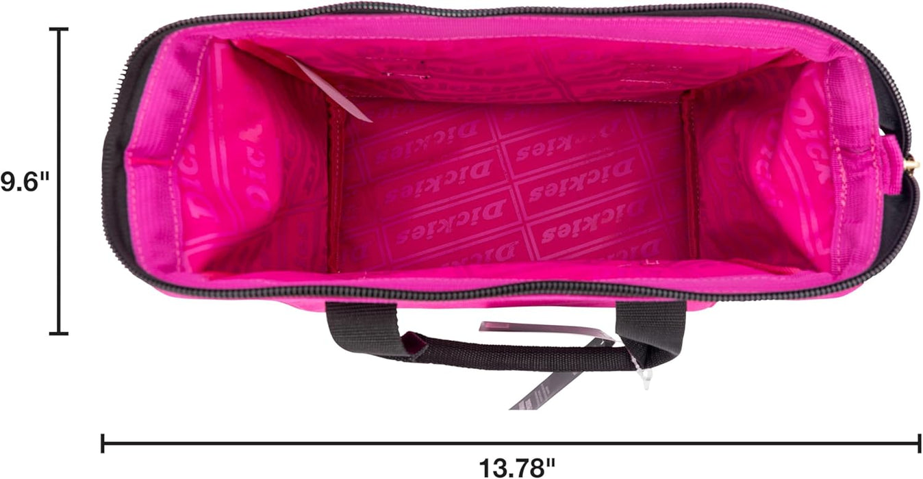 Dickies 57148 12-Inch Durable Canvas Work Bag for Painters, Carpenters, and Builders, Heavy-Duty Zipper, Reinforced Handles, Pink