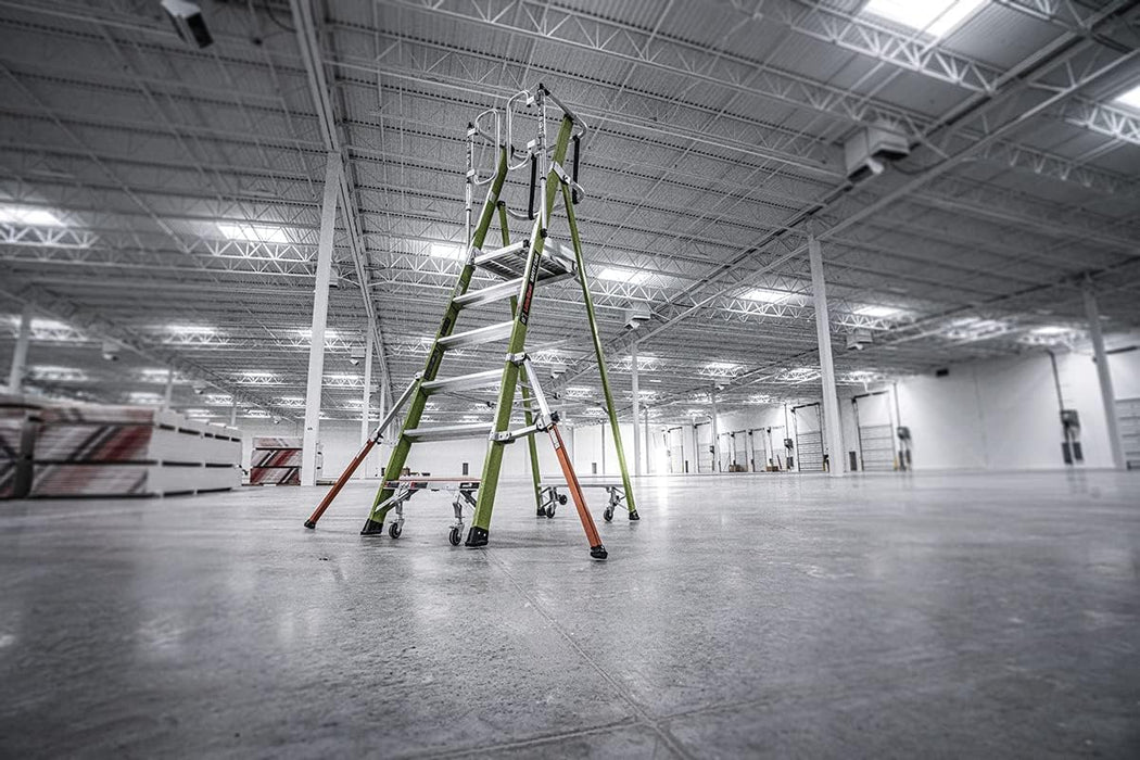 Little Giant Ladder Systems Safety Cage 2.0, M6, 6ft Enclosed Platform, Platform Ladder with Adjustable Outriggers, Fiberglass, Type 1AA, 375 lbs Weight Rating, (19706-146)