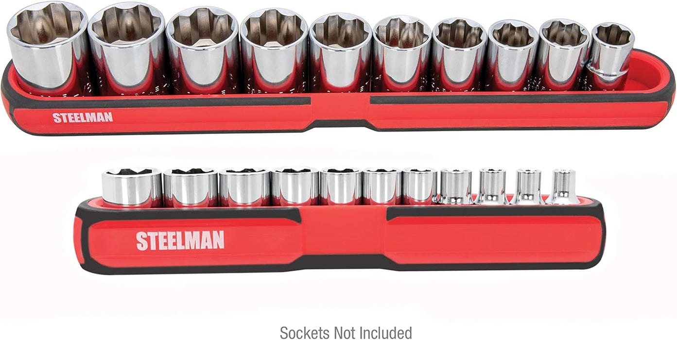 Steelman 75107 2-Piece Magnetic Socket Storage and Parts Accessory Tray Set, Small (6-Inch) and Medium (12-Inch)