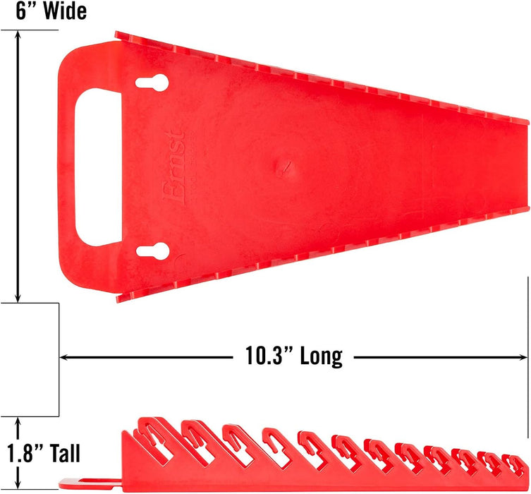 Ernst Manufacturing 5015 Gripper Wrench Organizer with Ergonomic Design, Holds 12 Wrenches, Red