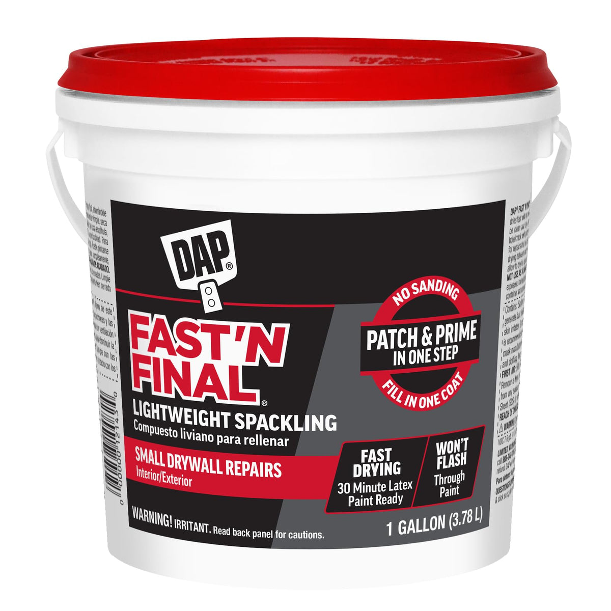 DAP (12143) Fast'N Final, White Lightweight Spackling, 1 Gallon, Inter ...