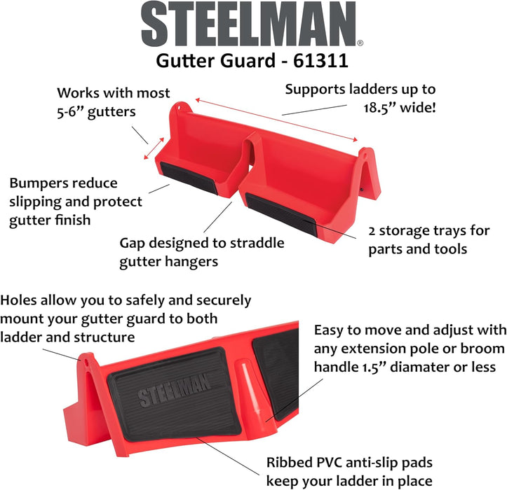 Steelman 61311 Gutter Guard and Ladder Stabilizer, Protect Gutters from Scratches and Dents, Improve Roof Access Safety