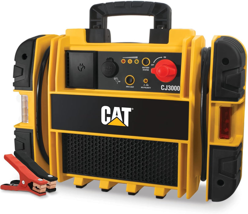 CAT CJ3000 Professional Jump Starter 2000 Peak Amp Battery Booster, Built-In Power Switch, Battery Clamps, Yellow