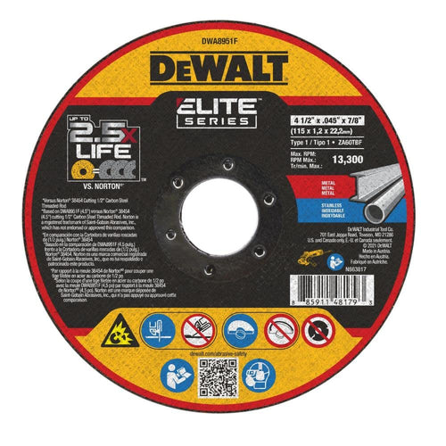 DEWALT DWA8951F T1 XP CER Fast Cut-Off Wheel, 4-1/2" x 0.045" x 7/8"