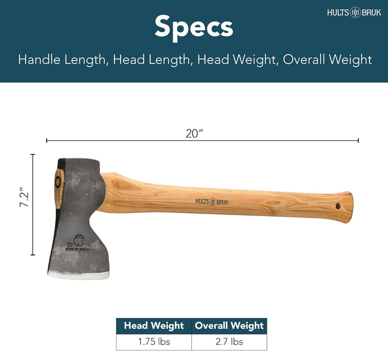 Hults Bruk 840732 Tibro Carpenter Axe, 1.75 lb Head, 20" Handle