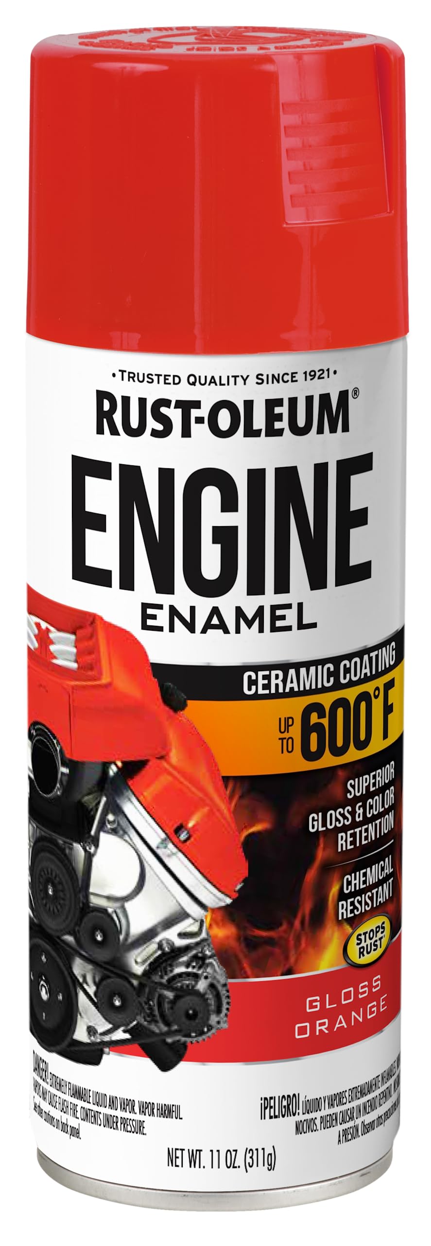 Rust-Oleum 363570 Engine Enamel Spray Paint, 11 oz, Gloss Orange (Pack ...