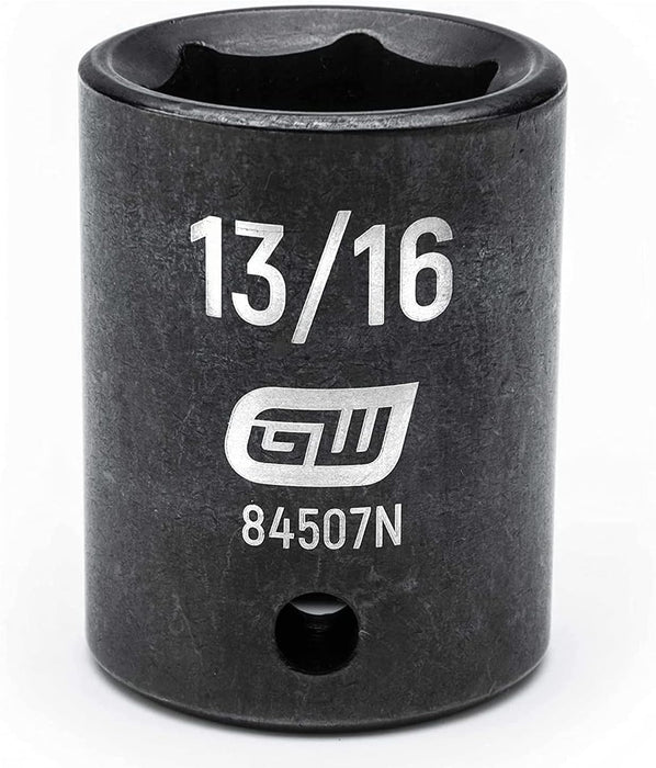 GEARWRENCH 1/2" Drive 6 Point Standard Impact SAE Socket 13/16" - 84507N, Black