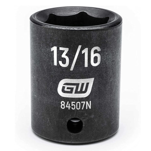 GEARWRENCH 1/2" Drive 6 Point Standard Impact SAE Socket 13/16" - 84507N, Black