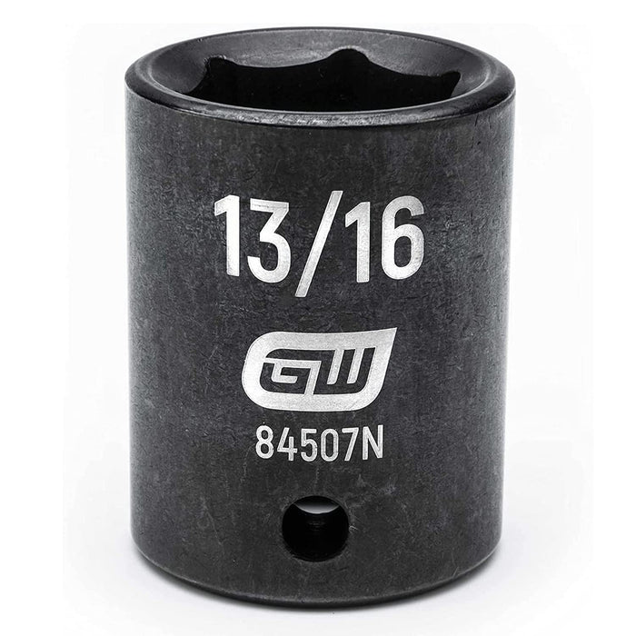 GEARWRENCH 1/2" Drive 6 Point Standard Impact SAE Socket 13/16" - 84507N, Black