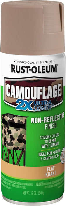Rust-Oleum 279177 Camouflage 2X Ultra Cover Spray Paint, 12 oz, Khaki