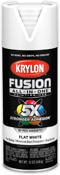 Krylon 2730 Fusion All-In-One Adhesive Spray Paint for Indoor/Outdoor Use, 12 oz, White